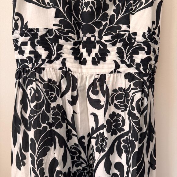 Ann Taylor Black & White Damask Print Spaghetti Strap Dress Size 8 - Picture 3 of 13